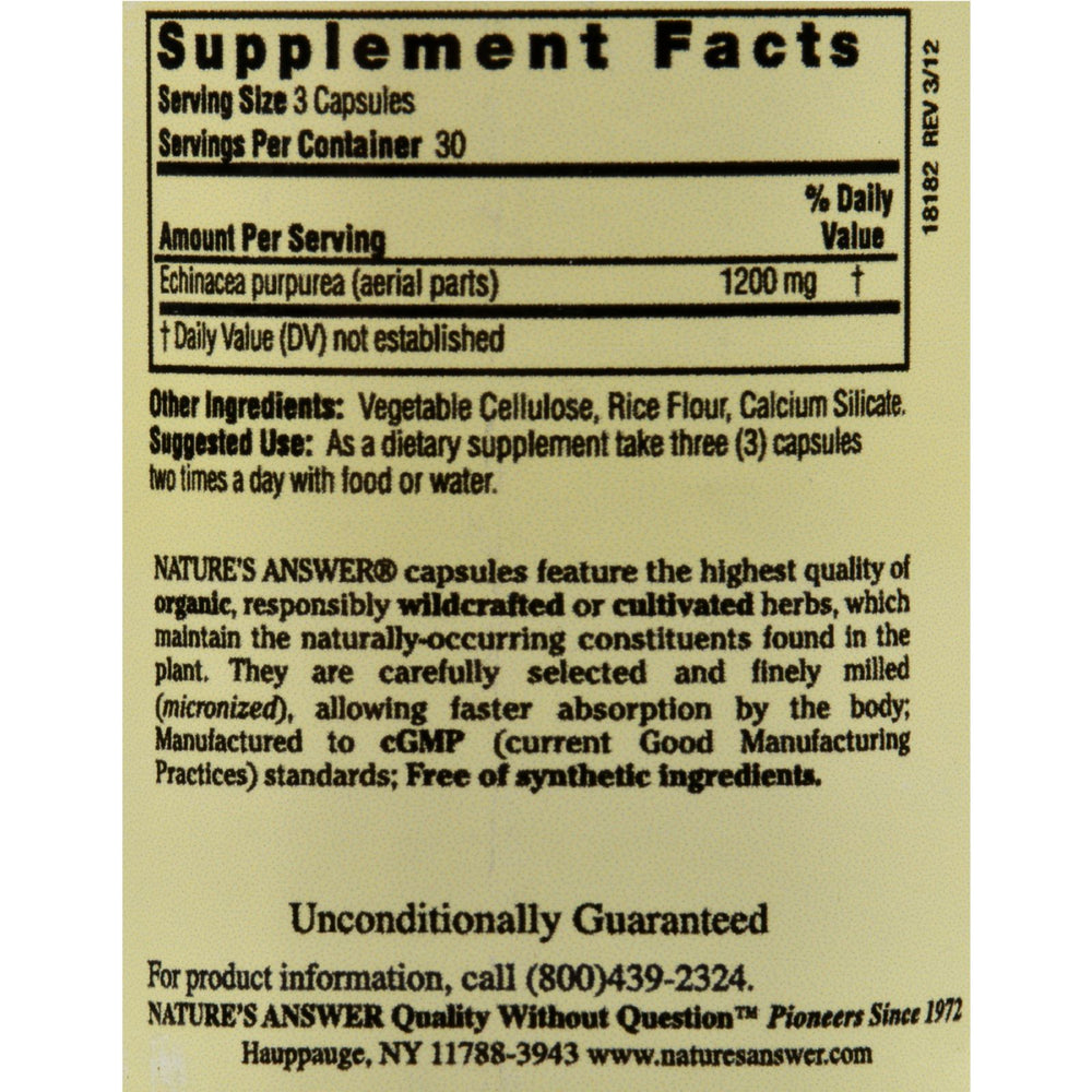 Nature's Answer - Echinacea Herb - 90 Vcaps