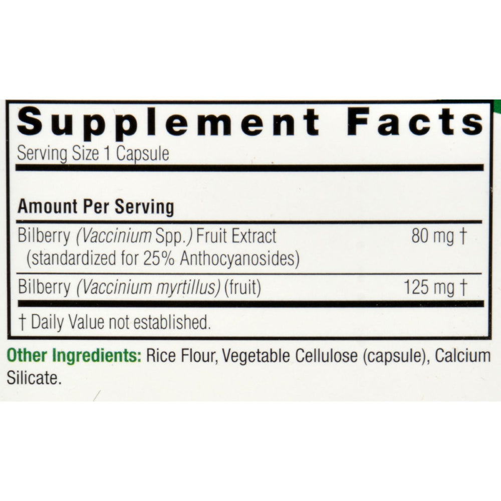 Nature's Answer - Bilberry Extract - 90 Vegetarian Capsules