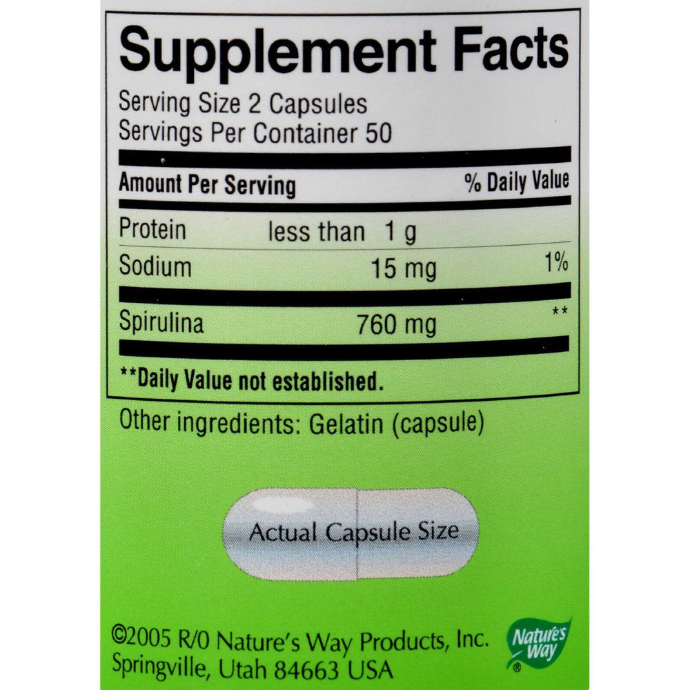 Nature's Way - Spirulina Micro-Algae - 100 Capsules
