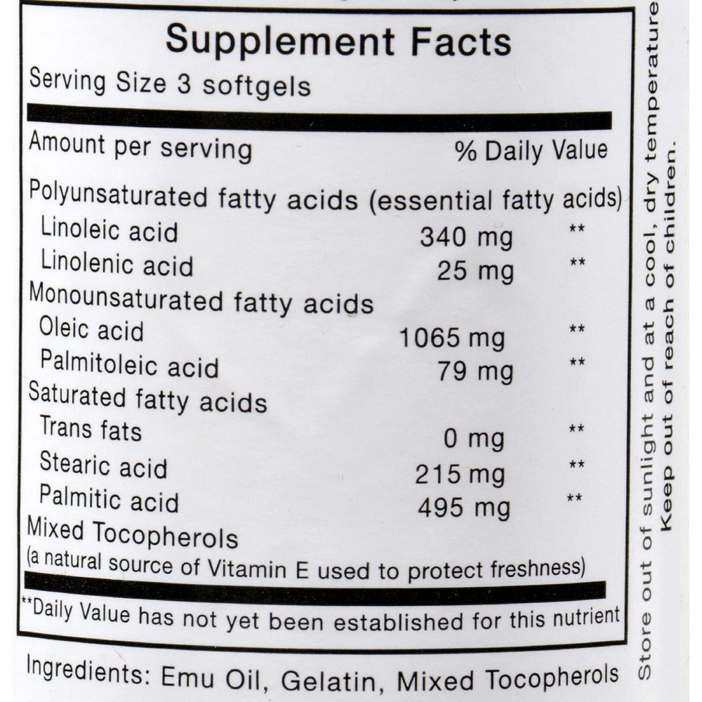 Thunder Ridge 100% Pure Emu Oil - 750 mg - 90 Softgels