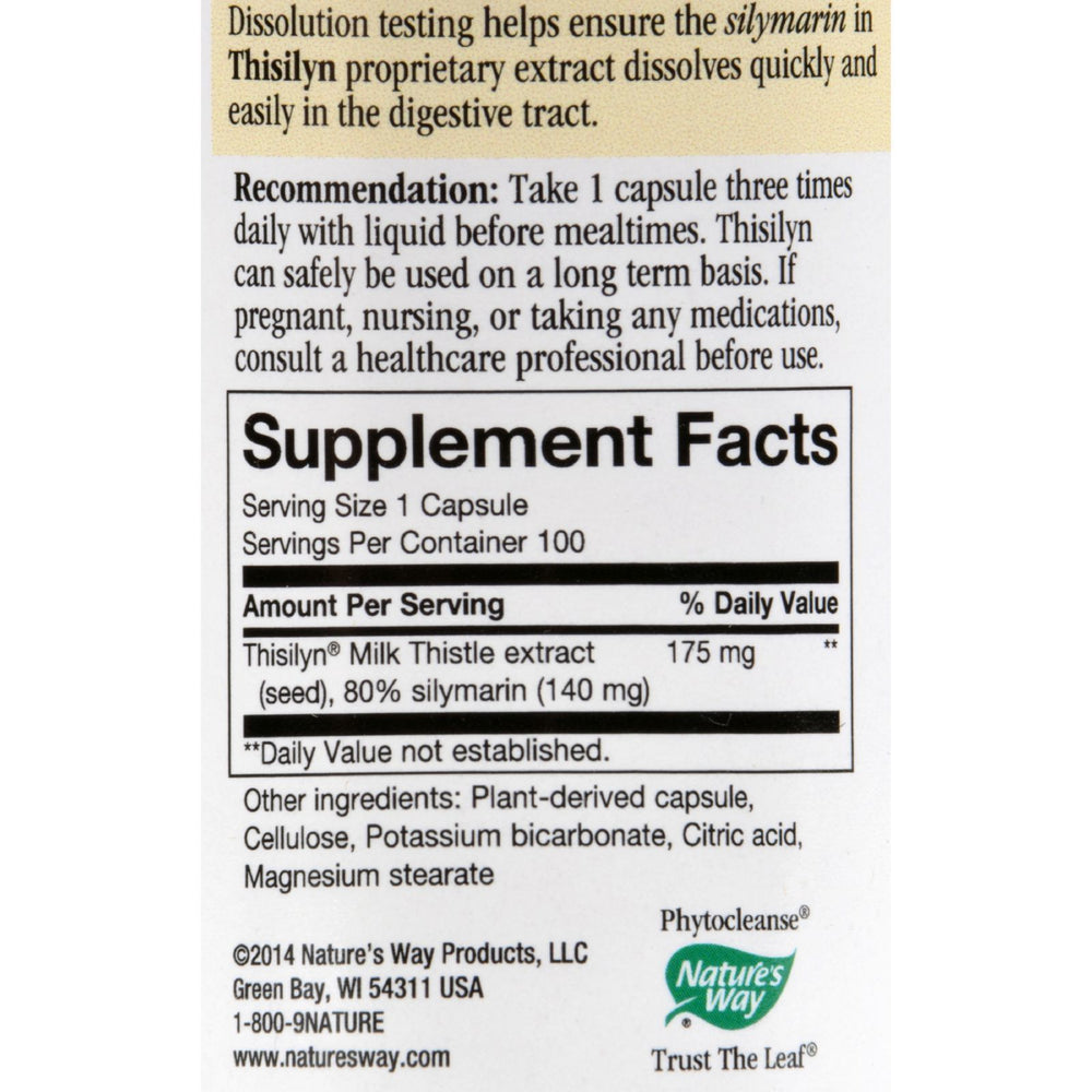 Nature's Way - Thisilyn Standardized Milk Thistle Extract - 100 Capsules
