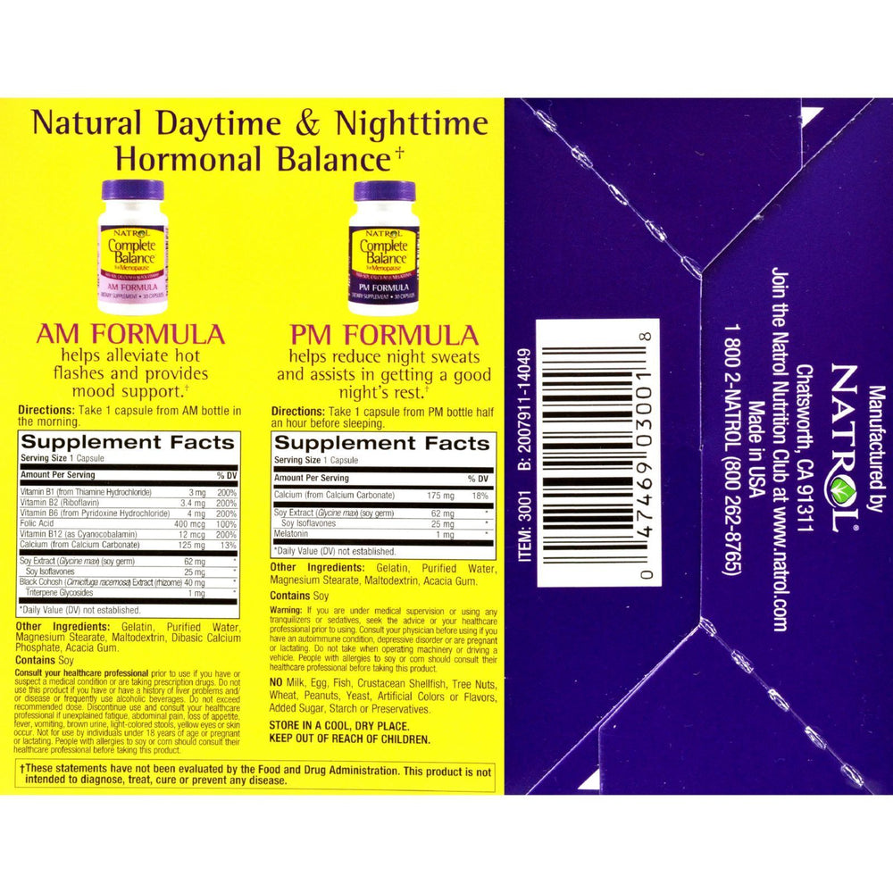 Natrol Complete Balance for Menopause AM - PM - 60 Capsules