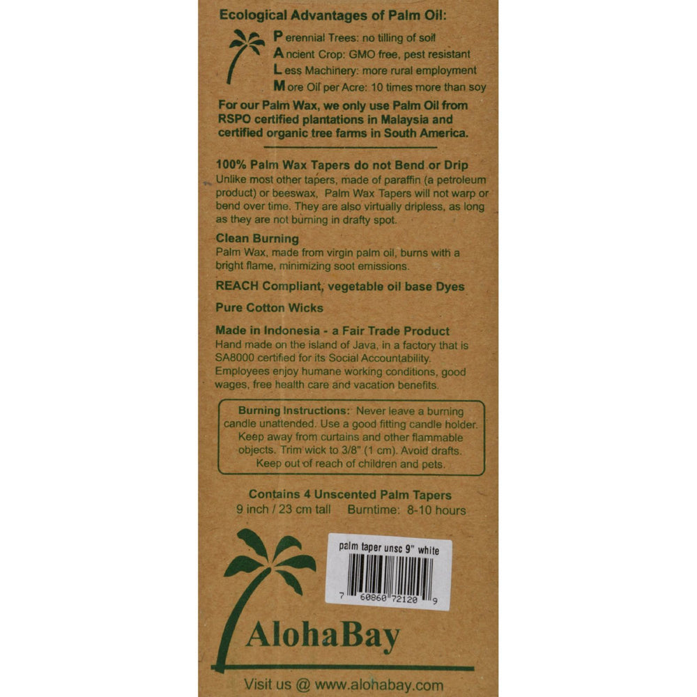 Aloha Bay - Palm Tapers - White - 4 Candles