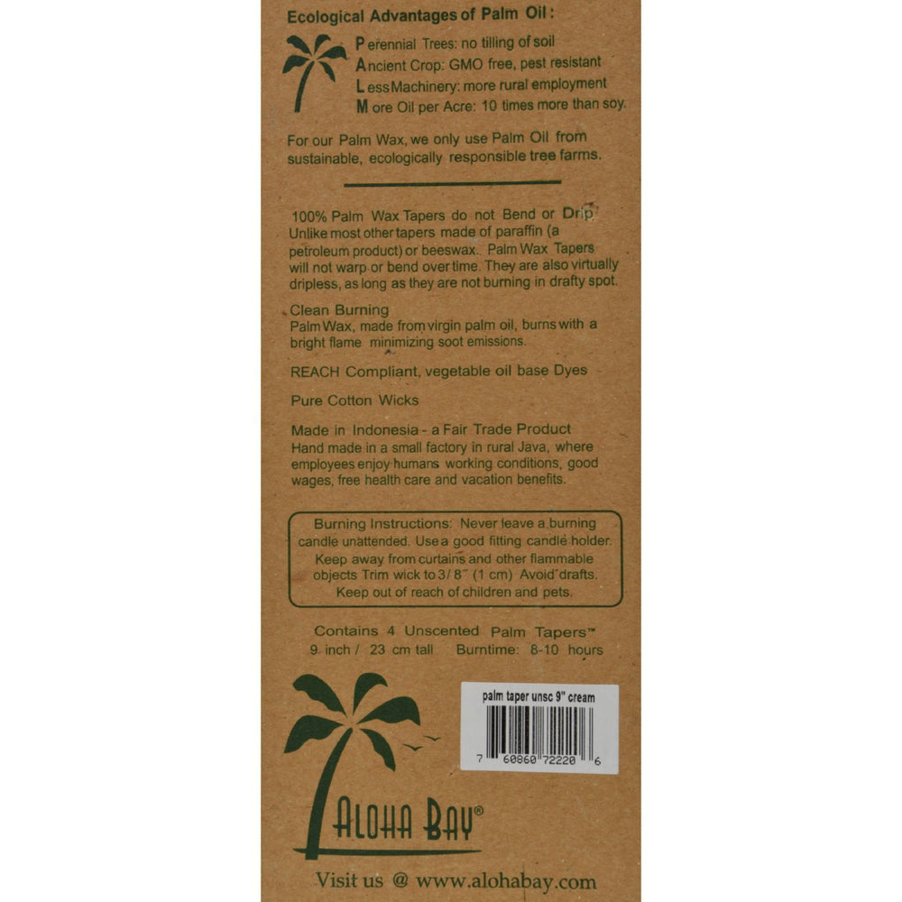 Aloha Bay - Palm Tapers - Cream - 4 Candles