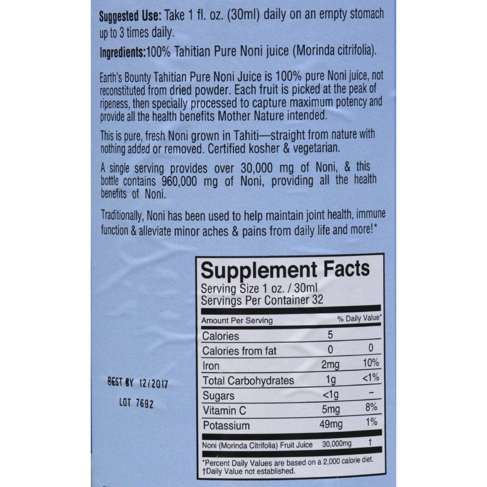 Earth's Bounty Tahitian Pure Noni Juice - 32 fl oz