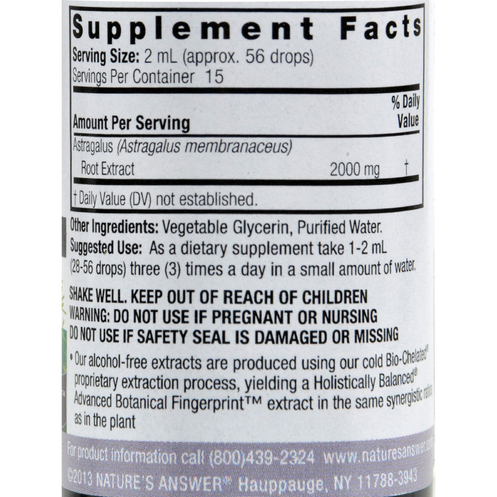 Nature's Answer - Astragalus Root Alcohol Free - 1 fl oz