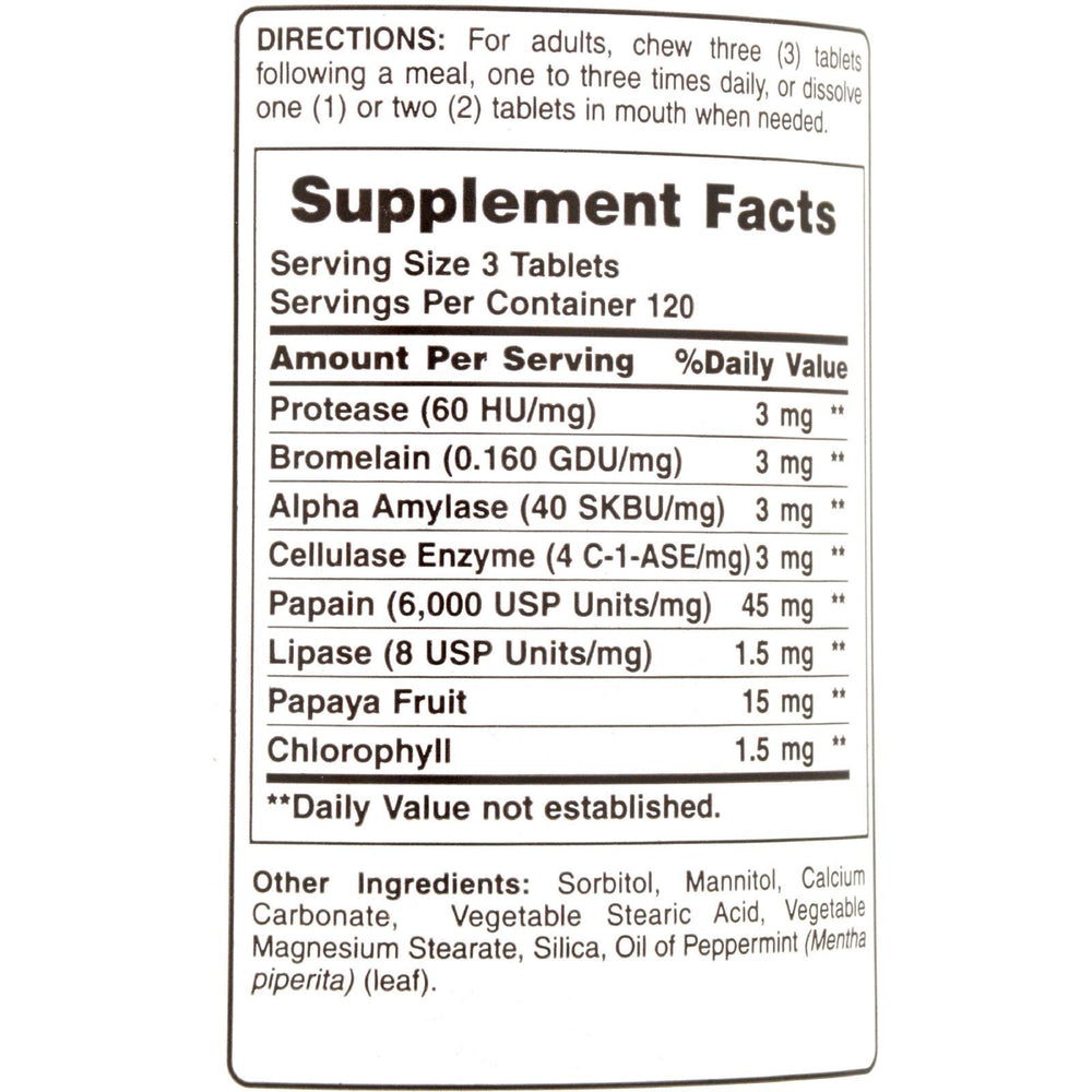 American Health - Super Papaya Enzyme Plus Chewable - 360 Chewable Tablets