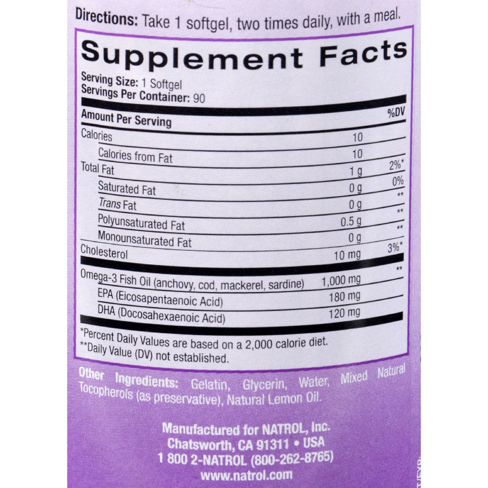 Natrol Omega-3 Fish Oil Lemon - 1000 mg - 90 Softgels