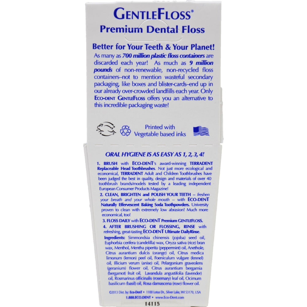 Eco-Dent GentleFloss Premium Dental Floss Mint - 100 Yards - Case of 6
