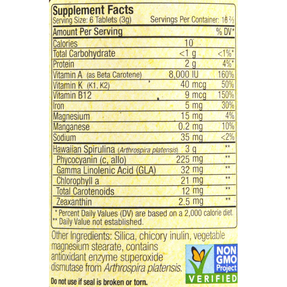 Nutrex Hawaii Pure Hawaiian Spirulina Pacifica - 500 mg - 100 Tablets