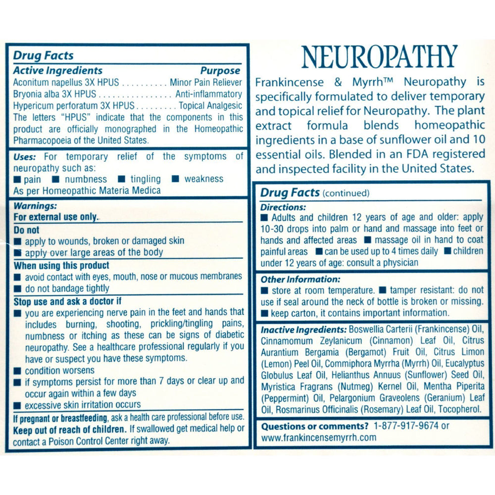 Frankincense and Myrrh Neuropathy Rubbing Oil - 2 fl oz