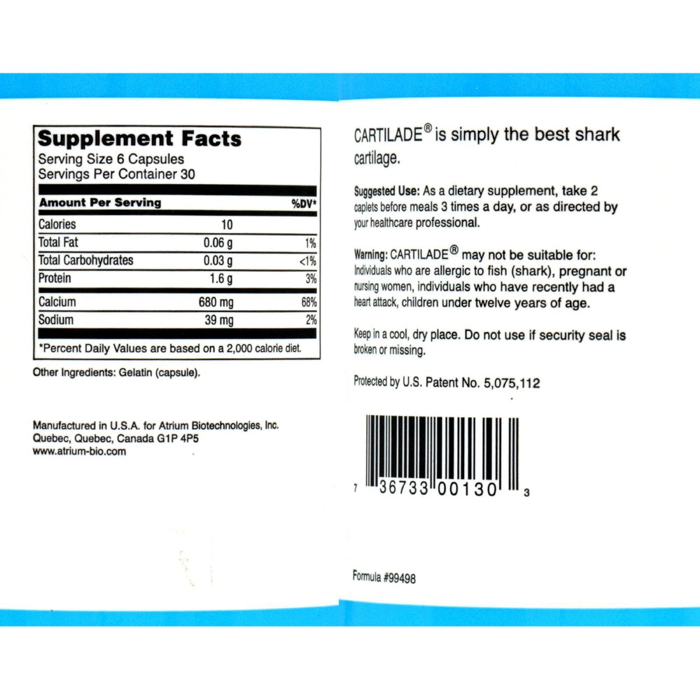 Cartilade Pure Shark Cartilage - 180 Capsules