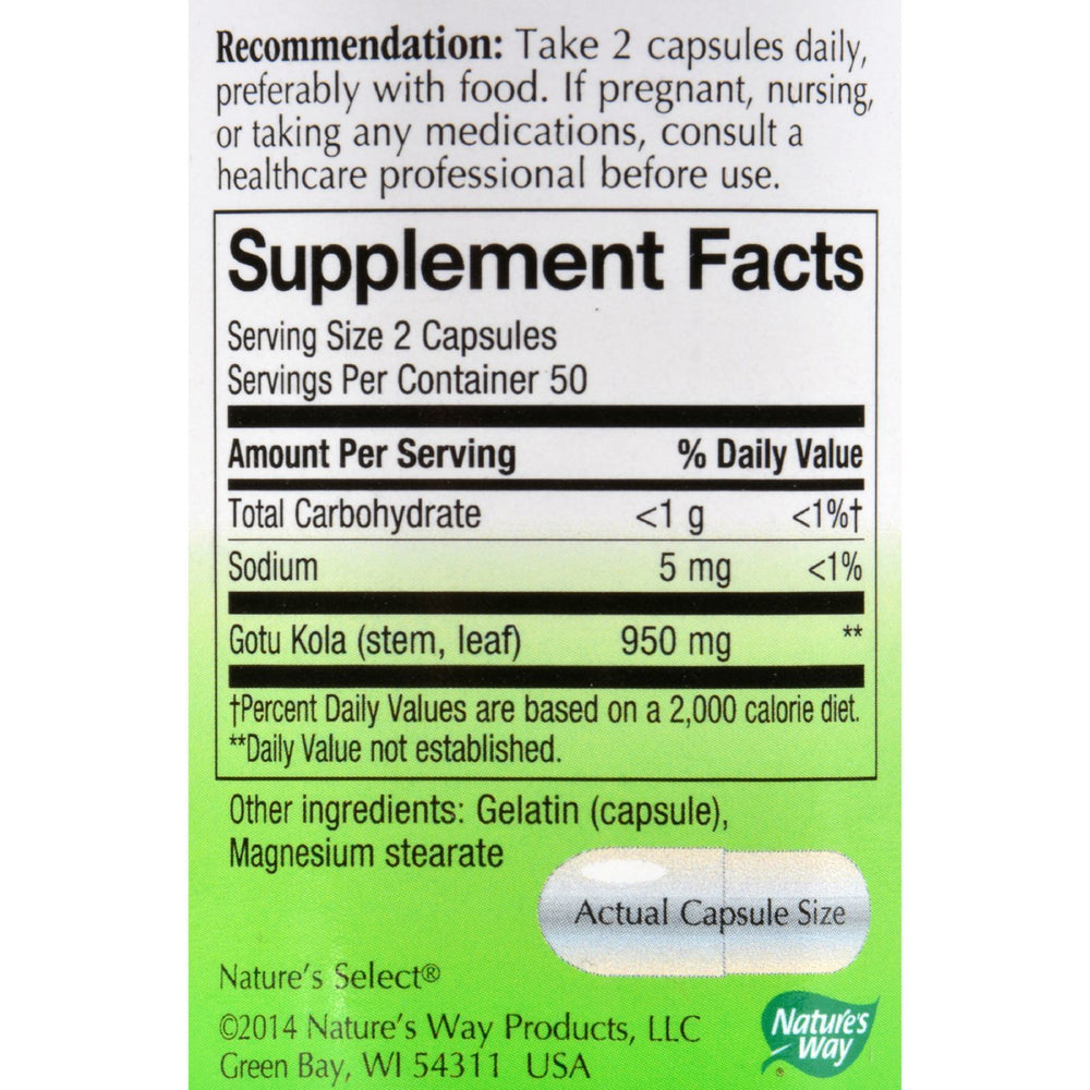 Nature's Way - Gotu Kola Herb - 100 Capsules