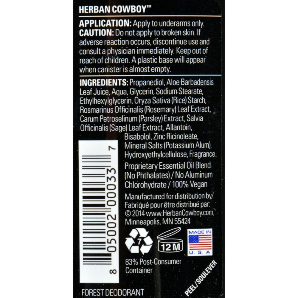Herban Cowboy Deodorant Forest - 2.8 oz