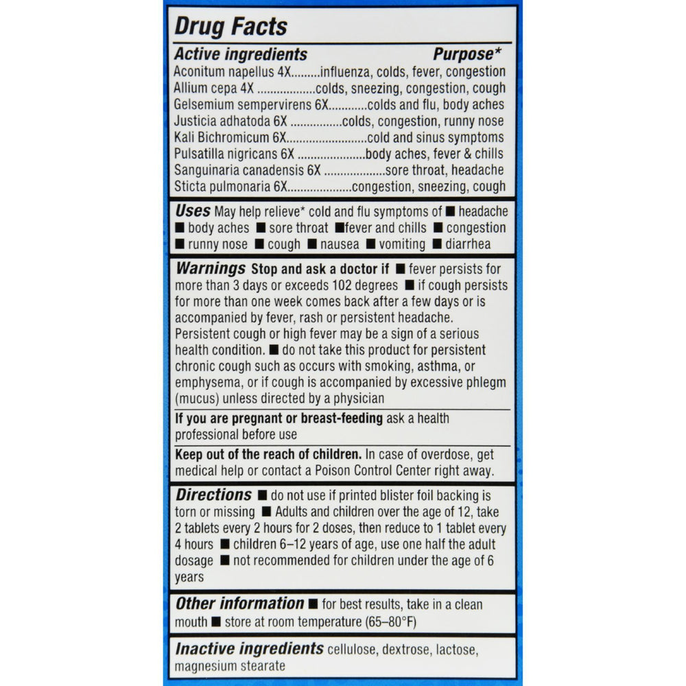 NatraBio Cold and Flu Relief Non-Drowsy - 60 Tablets