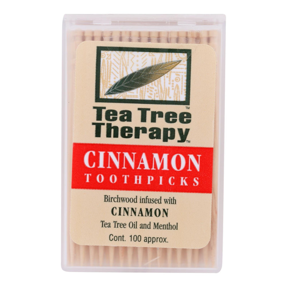 Tea Tree Therapy Toothpicks Cinnamon - 100 Toothpicks - Case of 12