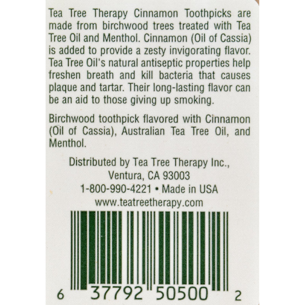 Tea Tree Therapy Toothpicks Cinnamon - 100 Toothpicks - Case of 12