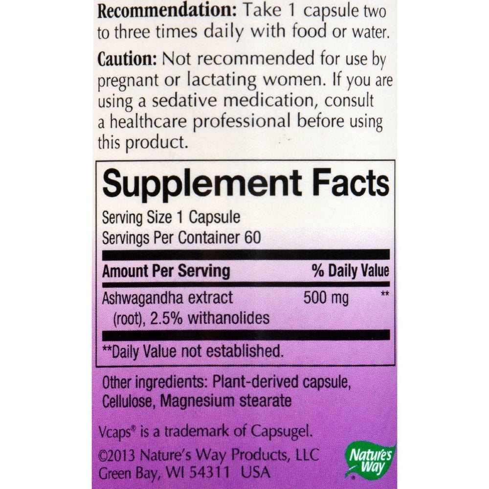 Nature's Way - Standardized Ashwagandha - 60 Vegetarian Capsules