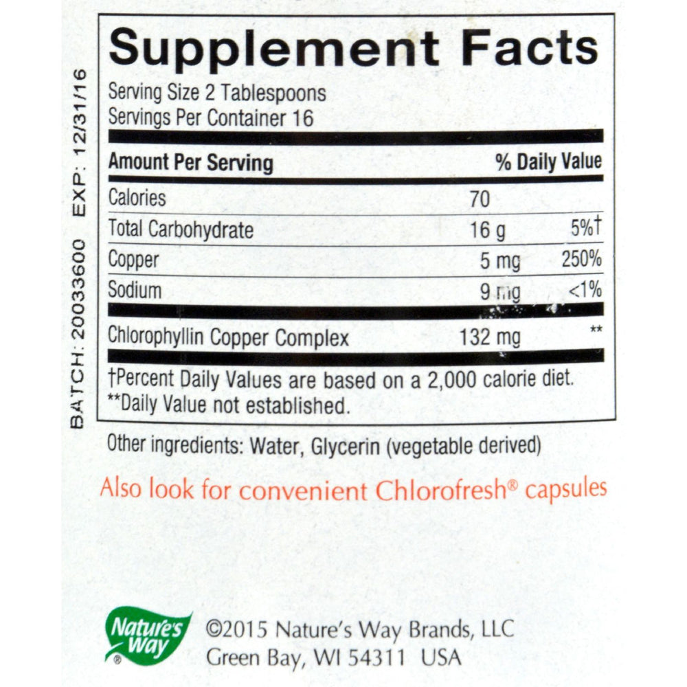 Nature's Way - Chlorofresh Liquid Chlorophyll Natural - 16 fl oz