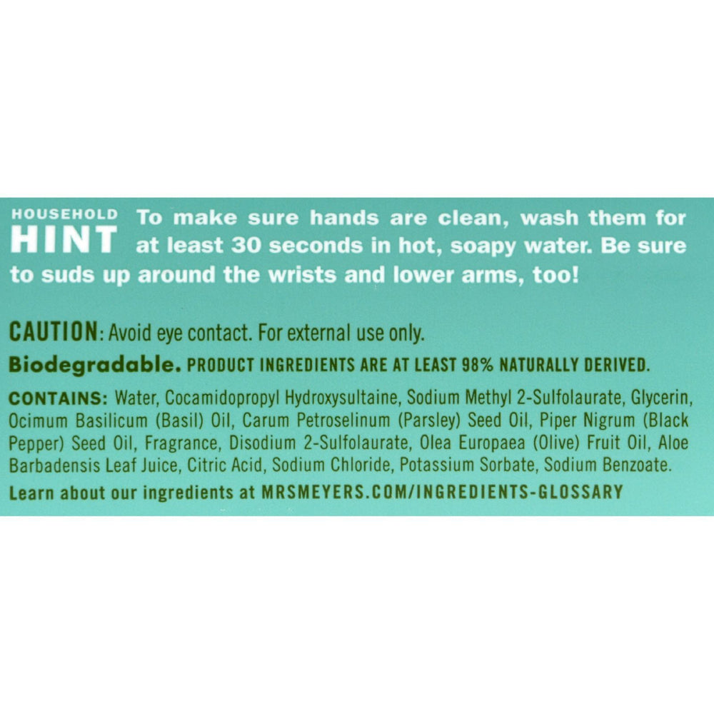 Mrs. Meyer's Clean Day - Liquid Hand Soap - Basil - Case of 6 - 12.5 oz