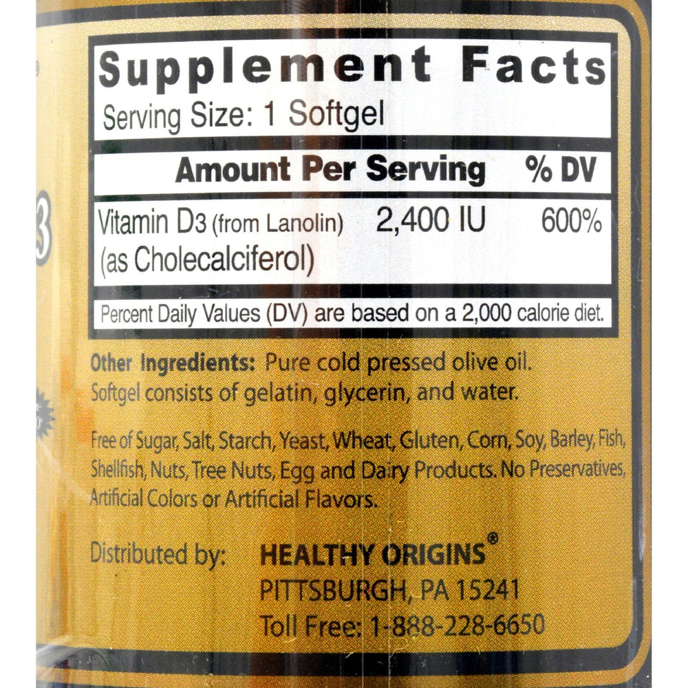 Healthy Origins Vitamin D3 - 2400 IU - 120 Softgels