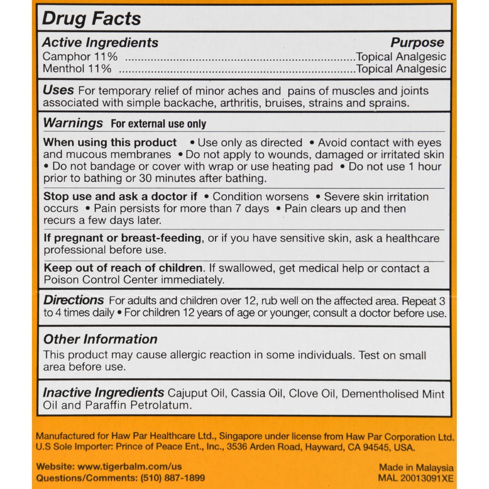 Tiger Balm Pain Relief Ointment - 0.63 oz - Case of 6