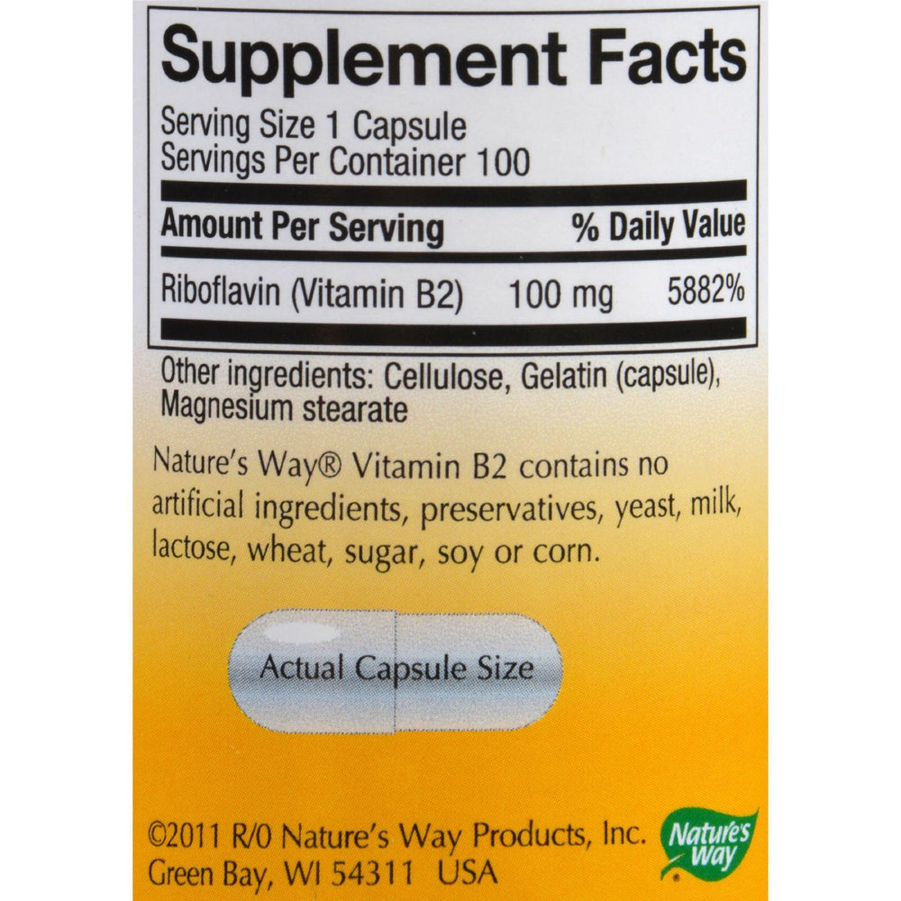 Nature's Way - Vitamin B-2 - 100 mg - 100 Capsules