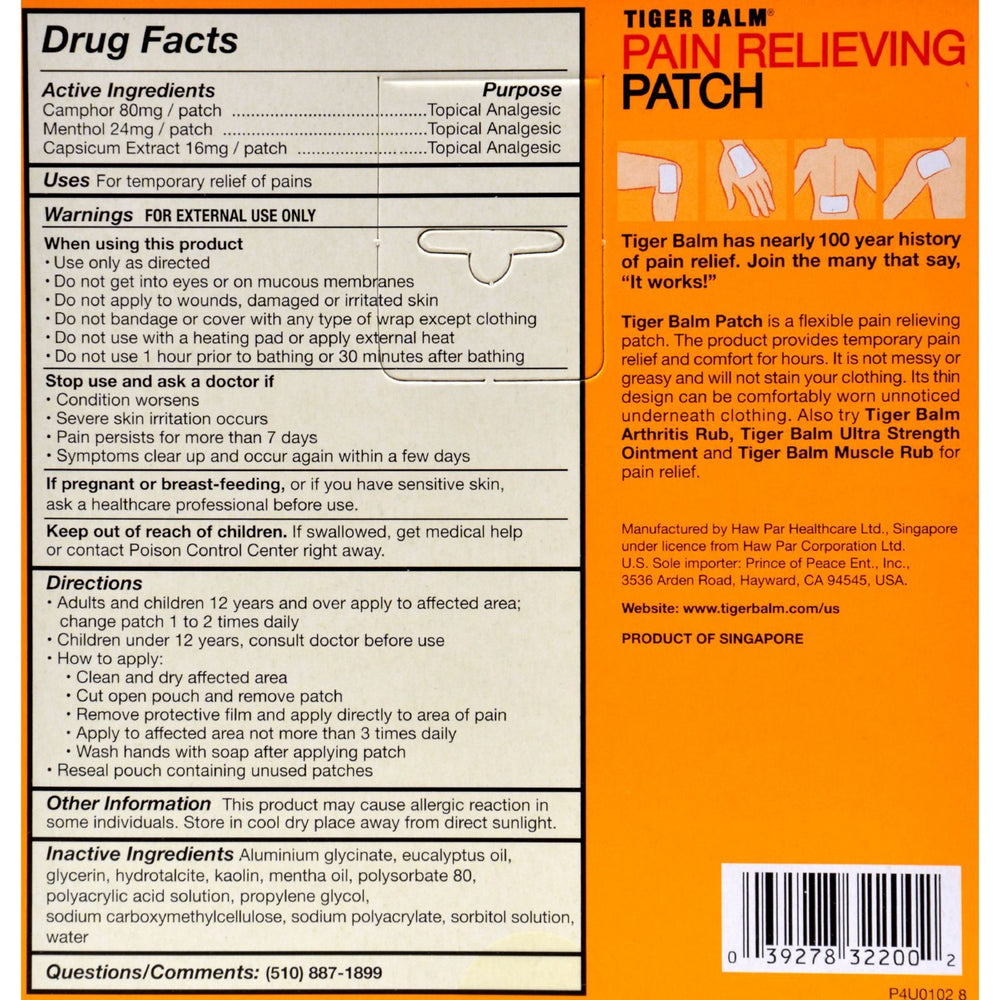 Tiger Balm Patch Display Center - Case of 6 - 5 Packs