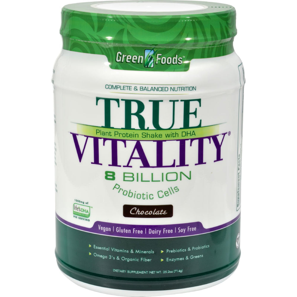 Green Foods True Vitality Plant Protein Shake with DHA Chocolate - 25.2 oz