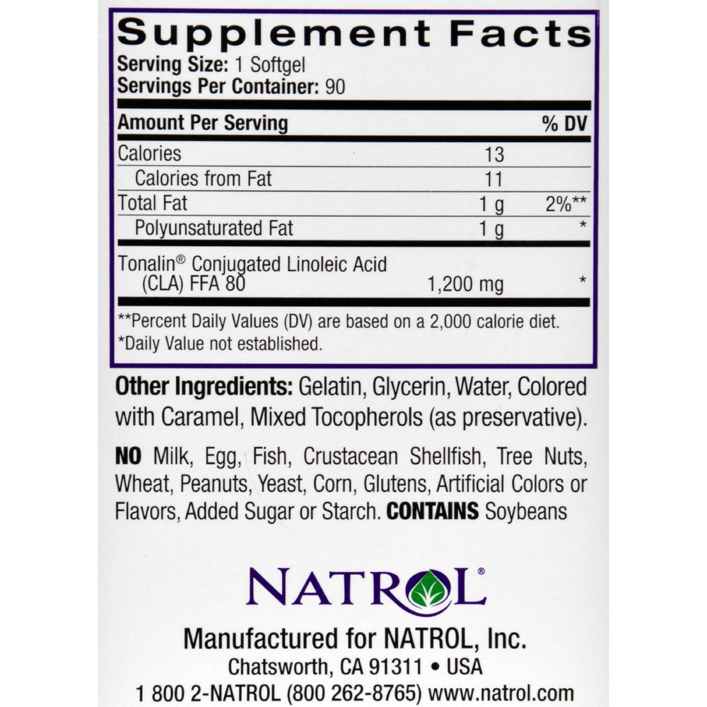 Natrol Tonalin CLA - 1200 mg - 90 Softgels