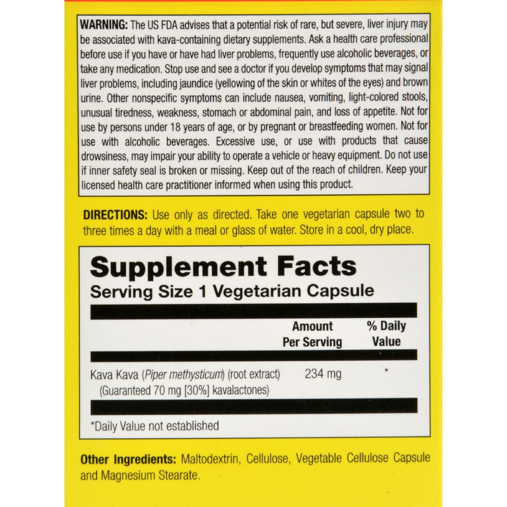 Natural Balance Kava Kava Root Extract - 60 Vegetarian Capsules