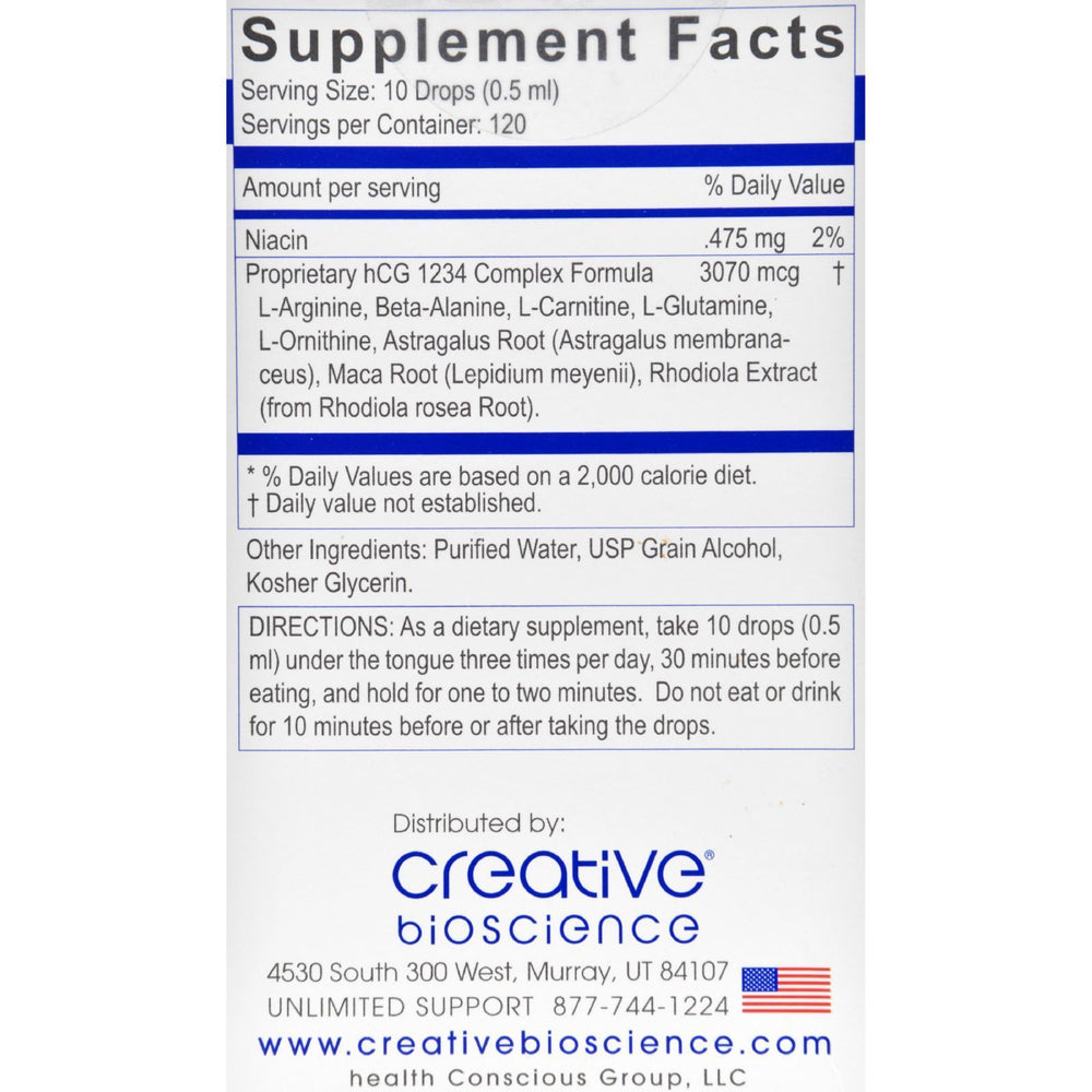 Creative Bioscience hCG 1234 - Oral Diet Drops - 2 oz