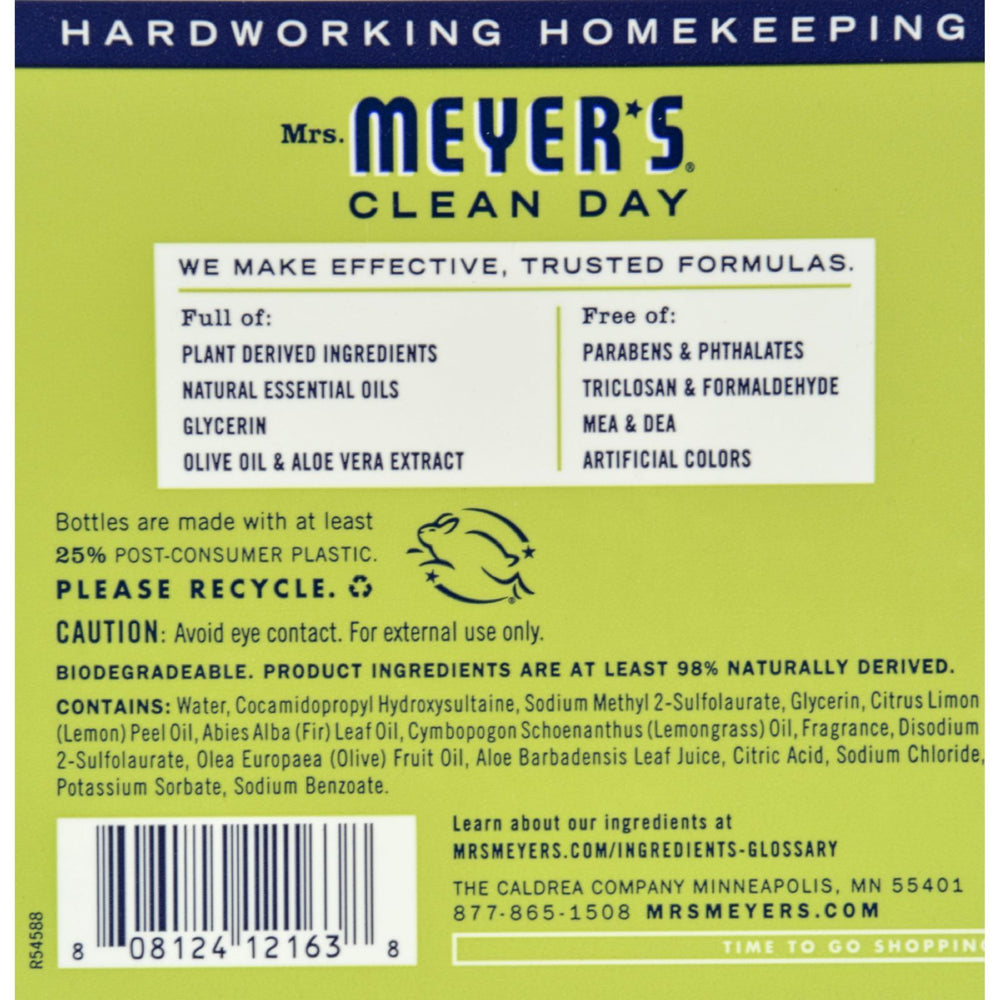 Mrs. Meyer's Clean Day - Liquid Hand Soap Refill - Lemon Verbena - Case of 6 - 33 fl oz.