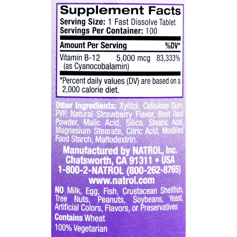 Natrol Fast Dissolving Vitamin B12 - 5000 mcg - 100 tabs