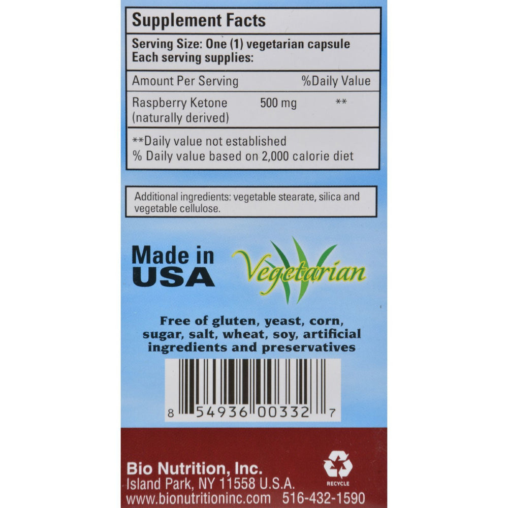 Bio Nutrition - Raspberry Keytones - 500 mg - 60 Ct