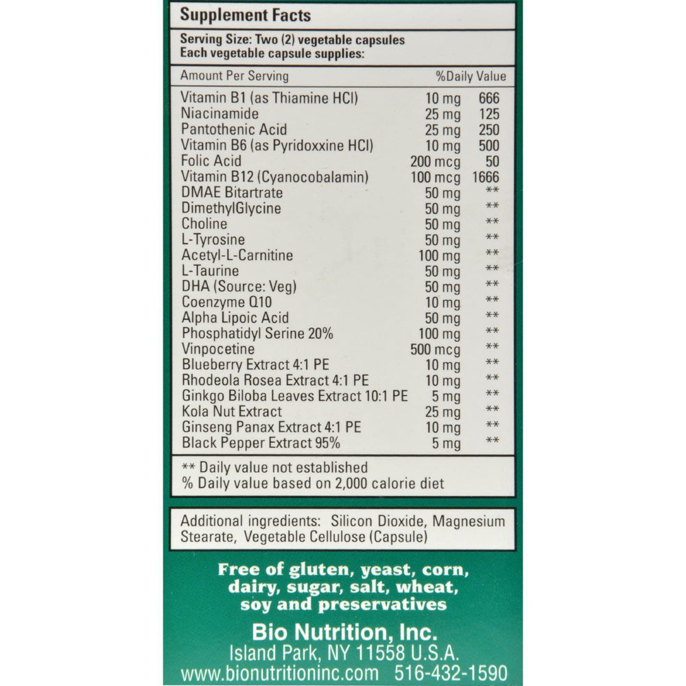 Bio Nutrition - Brain Wellness - 60 Vegetarian Capsules