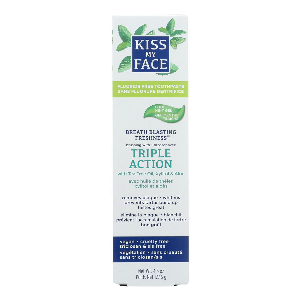 Kiss My Face Toothpaste - Triple Action - Fluoride Free - Gel - 4.5 oz