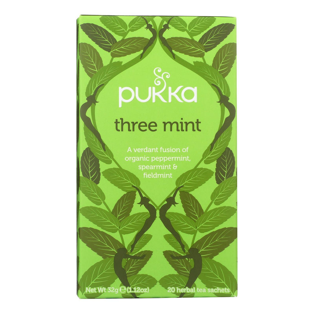 Pukka Herbal Teas Tea - Organic - Three Mint - 20 Bags - Case of 6