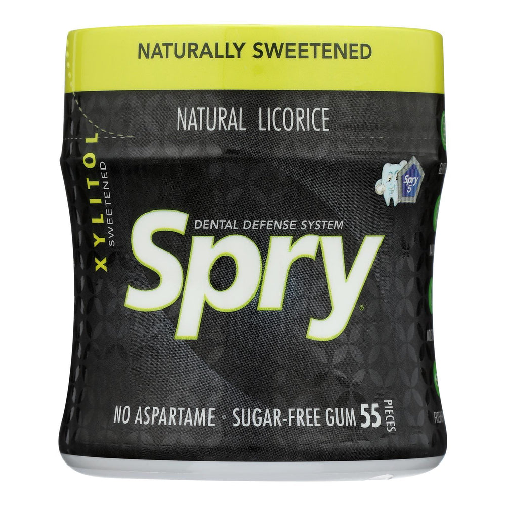 Spry Xylitol Gum - Stronger Longer Licorice - Case of 6 - 55 count