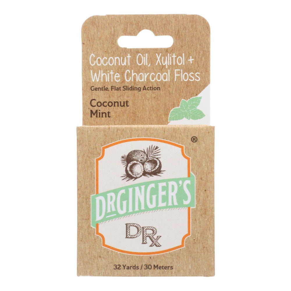 Dr. Ginger's - White Charcoal Xylitol and Coconut Oil Flat Floss - 32 Yards